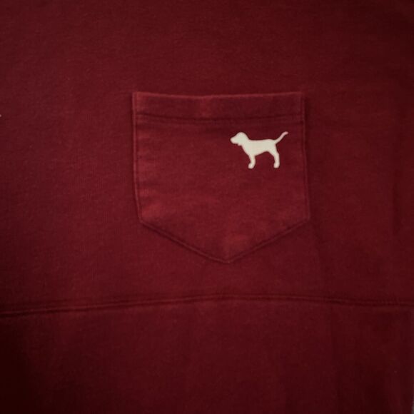 Victoria’s Secret PINK‎ Sweatshirt Women’s Small Burgundy White Spellout - Picture 4 of 11